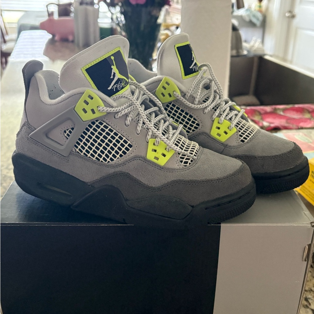 Jordan Kids Sneakers in Gray and Neon Yellow